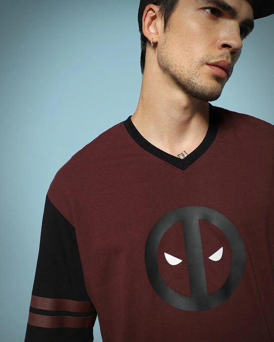 Men's Maroon Dead Pool Jersey Graphic Printed Oversized T-shirt