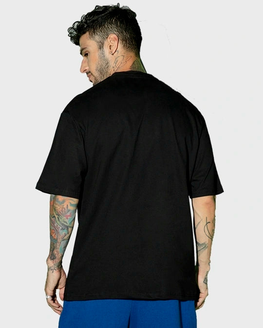 Men's Black Gym Reaper Graphic Printed Oversized T-shirt