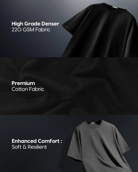 Men's Black One Piece Graphic Printed Oversized Acid Wash T-shirt