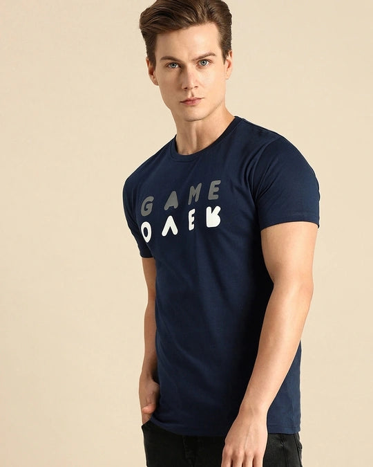 Men's Blue Game Over Minimal Typography T-shirt