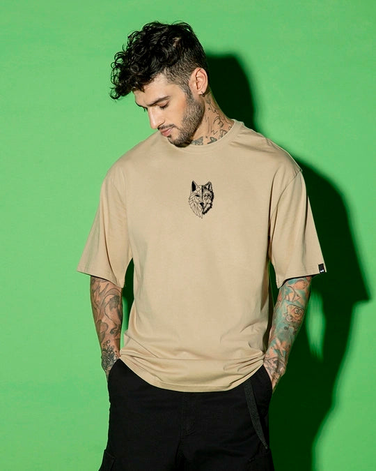 Men's Brown Beast Within Graphic Printed Oversized