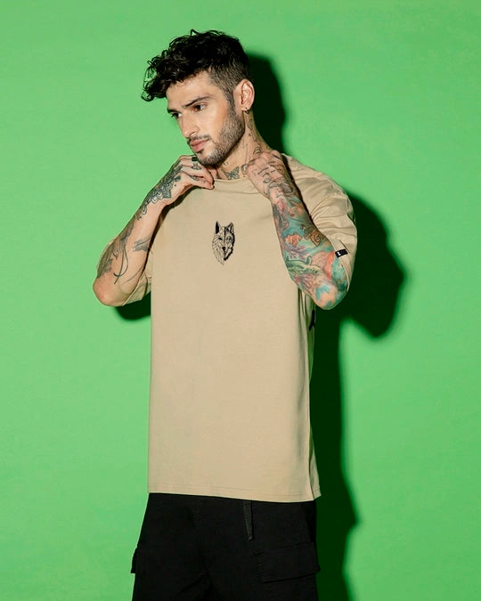 Men's Brown Beast Within Graphic Printed Oversized