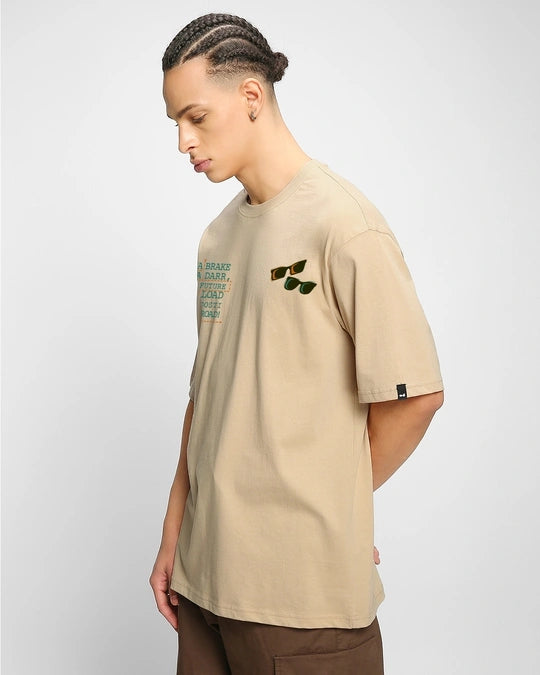 Men's Ginger Root Brown Dynamic Dosti Graphic Printed Oversized T-shirt