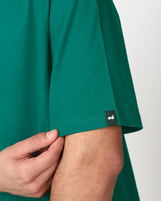 Men's Green Humans Aren't Real Graphic Printed Oversized T-shirt